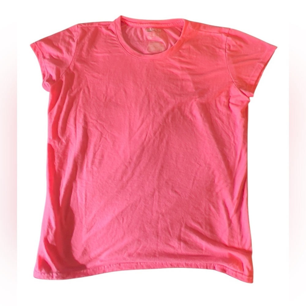 Women’s Large Pink Gildan Performance Activewear Capped Sleeve T-Shirt
